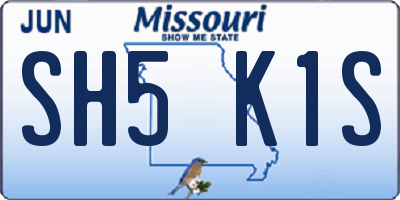 MO license plate SH5K1S