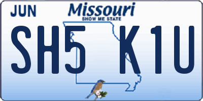 MO license plate SH5K1U