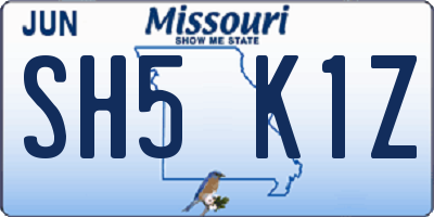 MO license plate SH5K1Z