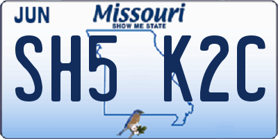 MO license plate SH5K2C