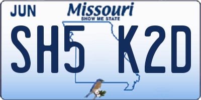 MO license plate SH5K2D