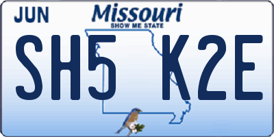 MO license plate SH5K2E