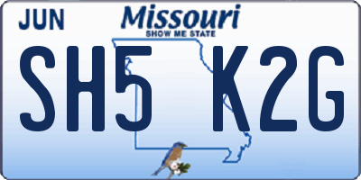 MO license plate SH5K2G