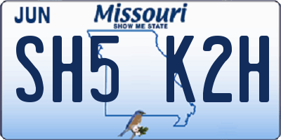MO license plate SH5K2H