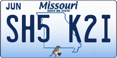 MO license plate SH5K2I