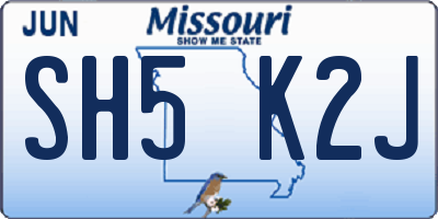 MO license plate SH5K2J