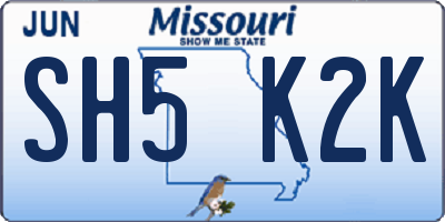 MO license plate SH5K2K