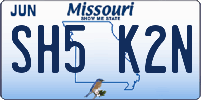 MO license plate SH5K2N