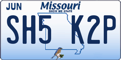 MO license plate SH5K2P