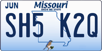MO license plate SH5K2Q