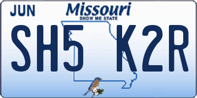 MO license plate SH5K2R