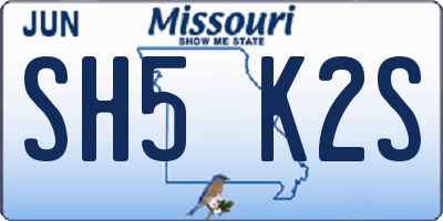 MO license plate SH5K2S
