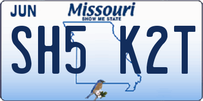 MO license plate SH5K2T