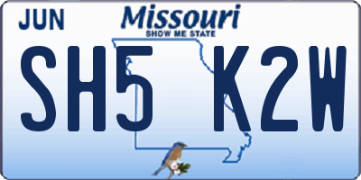 MO license plate SH5K2W
