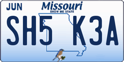 MO license plate SH5K3A