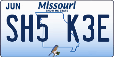 MO license plate SH5K3E