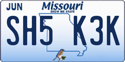 MO license plate SH5K3K
