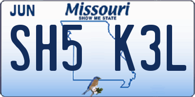 MO license plate SH5K3L