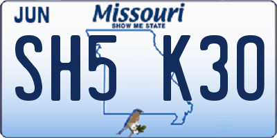 MO license plate SH5K3O
