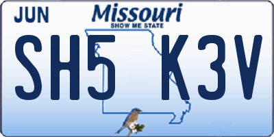 MO license plate SH5K3V