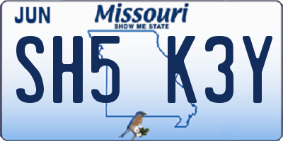 MO license plate SH5K3Y