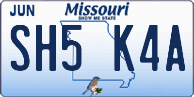 MO license plate SH5K4A