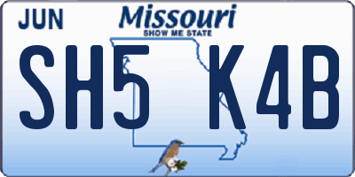 MO license plate SH5K4B