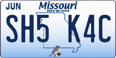 MO license plate SH5K4C