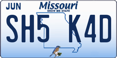 MO license plate SH5K4D