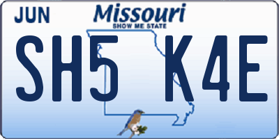 MO license plate SH5K4E