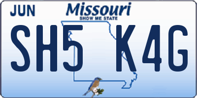 MO license plate SH5K4G