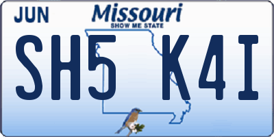 MO license plate SH5K4I