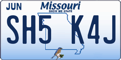MO license plate SH5K4J