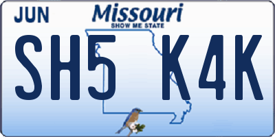 MO license plate SH5K4K