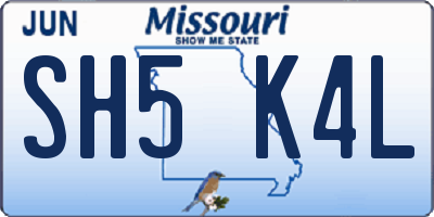 MO license plate SH5K4L