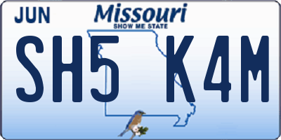 MO license plate SH5K4M