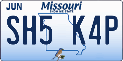 MO license plate SH5K4P
