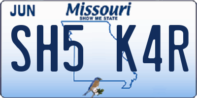 MO license plate SH5K4R