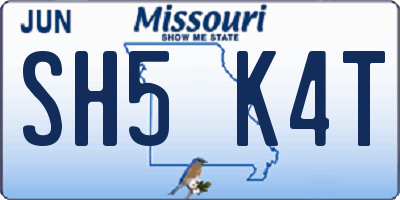 MO license plate SH5K4T