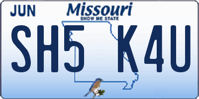 MO license plate SH5K4U