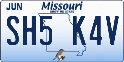 MO license plate SH5K4V