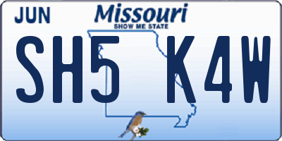 MO license plate SH5K4W