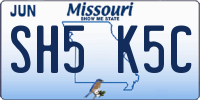 MO license plate SH5K5C