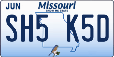 MO license plate SH5K5D