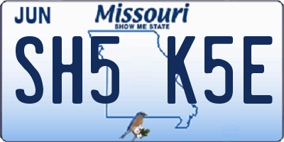 MO license plate SH5K5E
