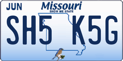 MO license plate SH5K5G
