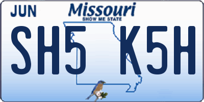 MO license plate SH5K5H