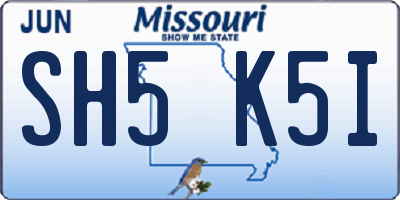 MO license plate SH5K5I