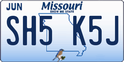 MO license plate SH5K5J