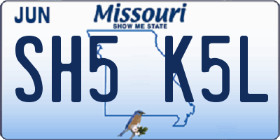 MO license plate SH5K5L